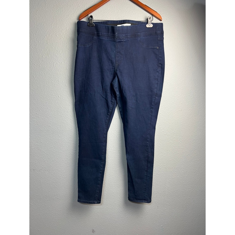 Old Navy Super Skinny Mid-Rise Pull On Jeans Dark Indigo Blue Size 16 29" Inseam